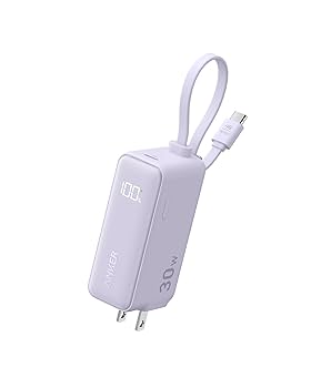 【ジャンク品】ワイヤレスイヤホン、アンカーコンセント付きモバイルバッテリー USB急速充電器 モバイルバッテリー 5000mAh USB-Cケーブル一体型